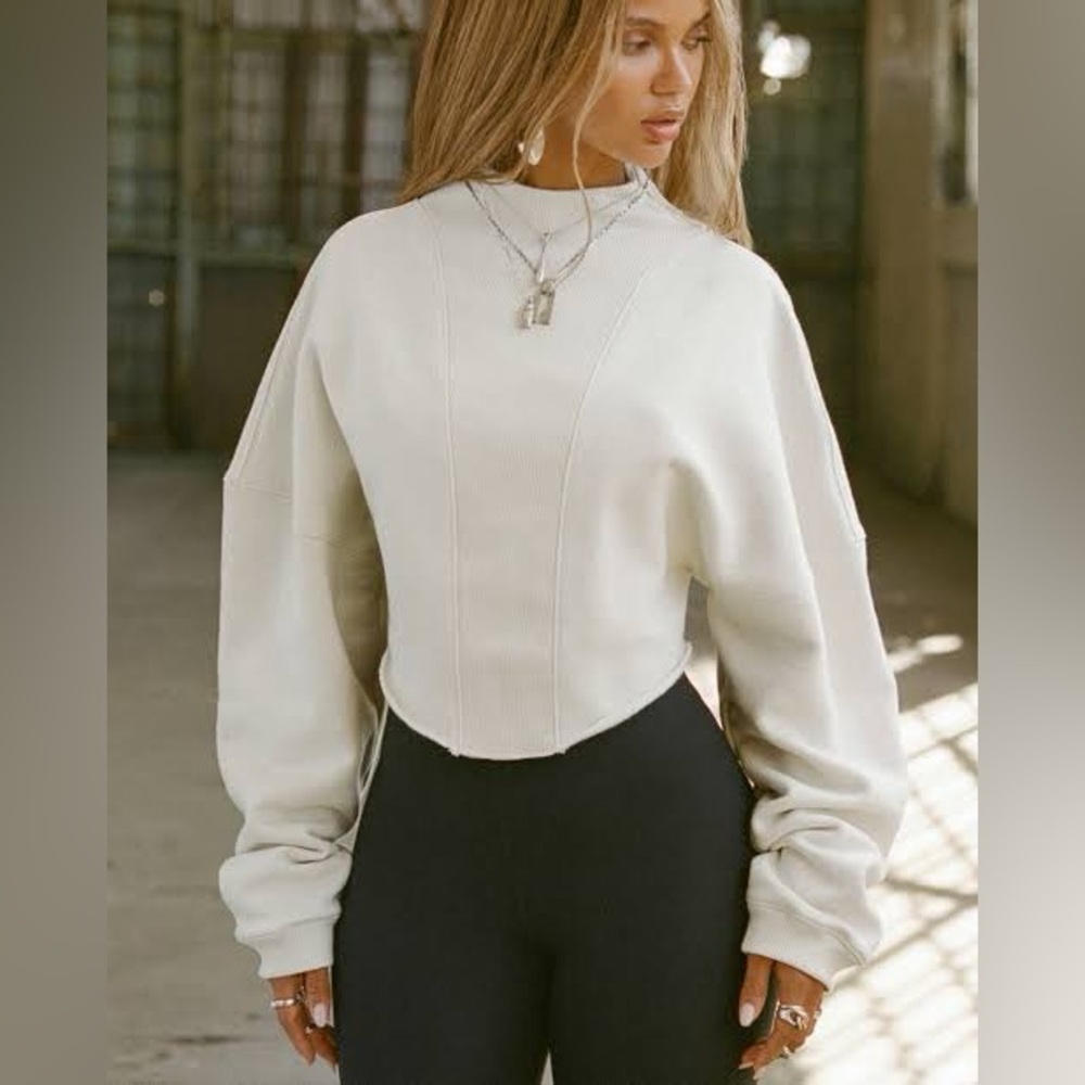 Joah Brown Dolman Top Pullover Ribbed Crewneck SM